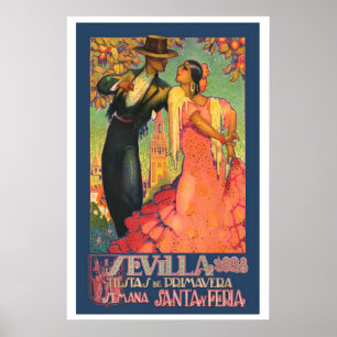 Póster Fiestas de primavera de Sevilla, Semana Santa y Fe