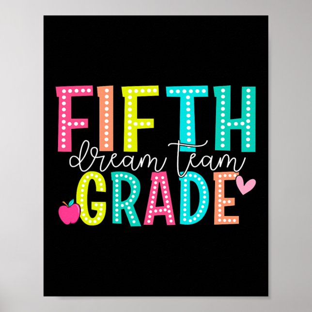 Póster Fifth Grade Dream Team Back To School 5th Grade Te (Frente)
