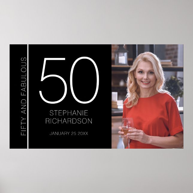 Póster Fifty and Fabulous 50th Birthday Photo Poster (Frente)