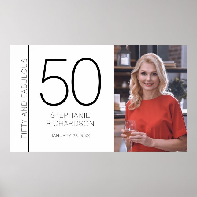 Póster Fifty and Fabulous 50th Birthday Photo Poster (Frente)