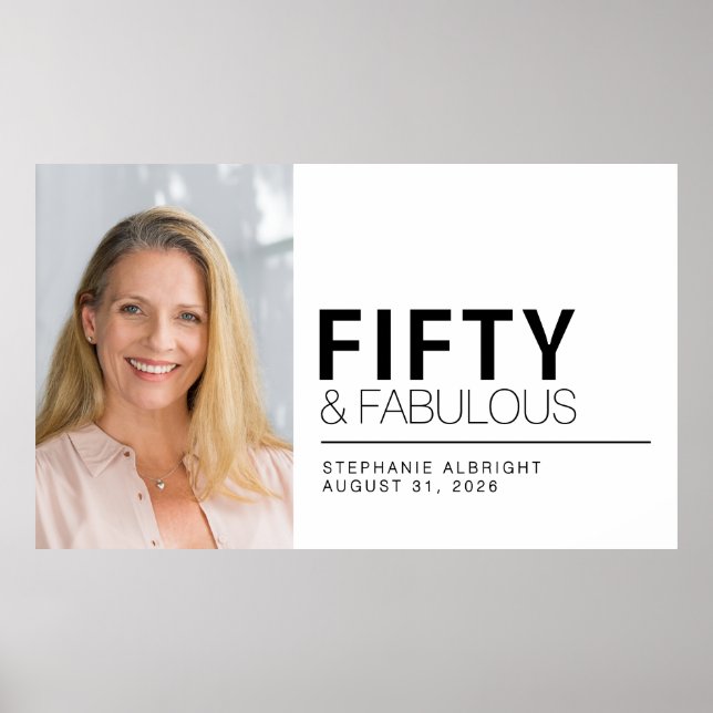 Póster Fifty and Fabulous Photo 50th Birthday Party (Frente)