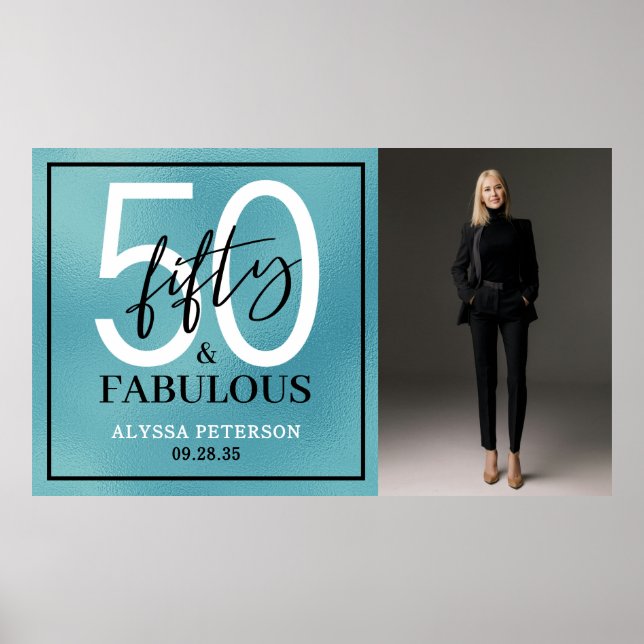 Póster Fifty and Fabulous Photo 50th Birthday Party (Frente)