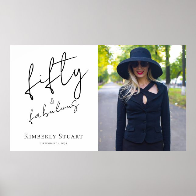 Póster Fifty and Fabulous Photo 50th Birthday Party  (Frente)