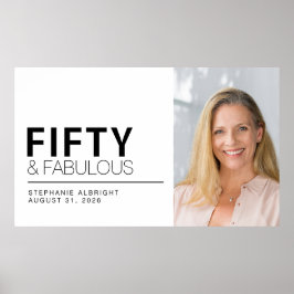 Póster Fifty and Fabulous Photo 50th Birthday Party