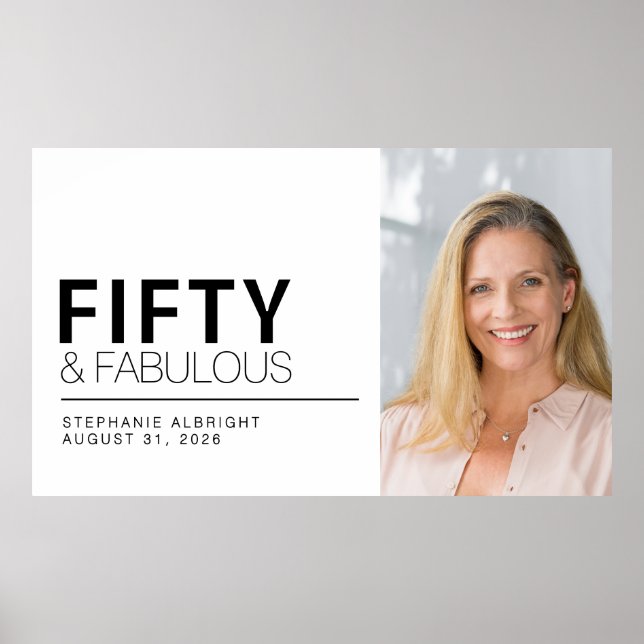 Póster Fifty and Fabulous Photo 50th Birthday Party (Frente)