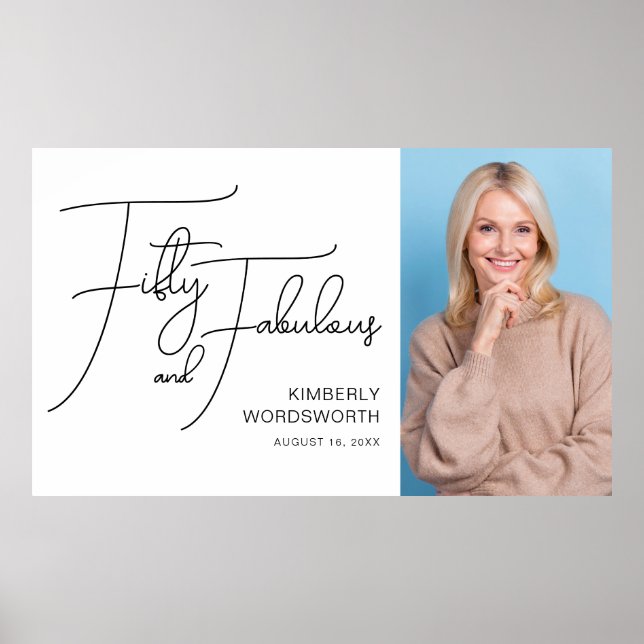 Póster Fifty and Fabulous Photo 50th Birthday Party (Frente)