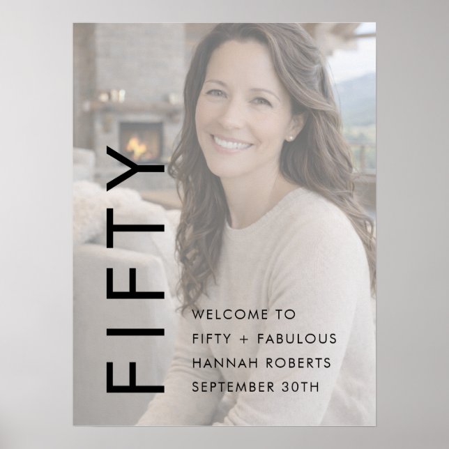 Póster Fifty and Fabulous Photo 50th Birthday Party (Frente)