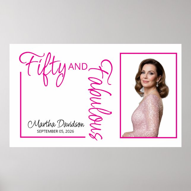 Póster Fifty and Fabulous Photo 50th Birthday Party Poste (Frente)