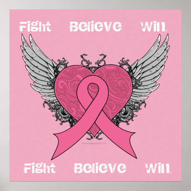 Póster Fight Believe Win - Breast Cancer Poster (Frente)