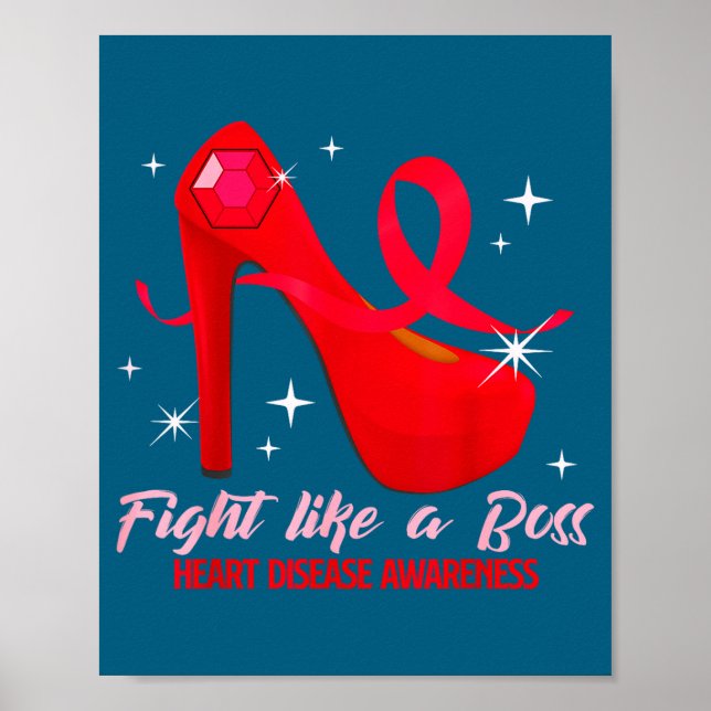 Póster Fight Like A Boss Heart Health Heart Disease Aware (Frente)