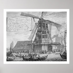 Póster Fighting a fire in a windmill near Worden, from a