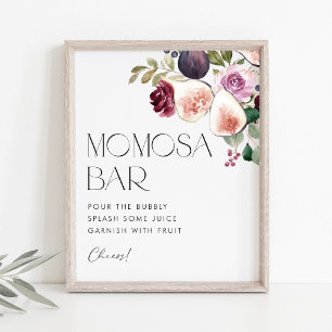Póster Figs and Berry Floral Baby Shower Mimosa Bar