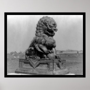 Póster Figura animal de bronce en Pekín, China 1898