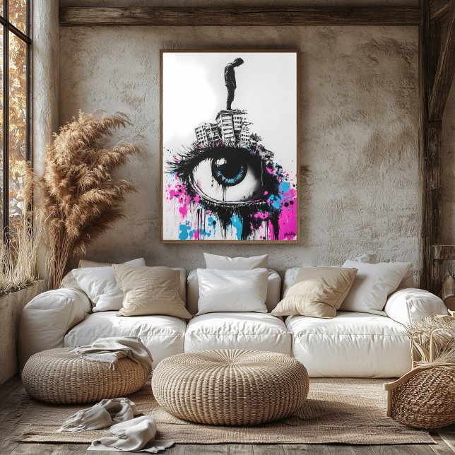 Póster Figura de grafiti en edificios urbanos – Eye Stree (Subido por el creador)