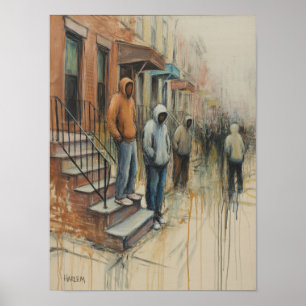 Póster Figura de Harlem con sudadera con capucha pintura