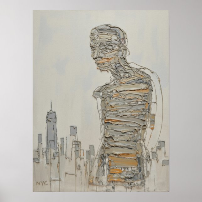 Póster Figura de Impasto Abstracta de Nueva York (Frente)
