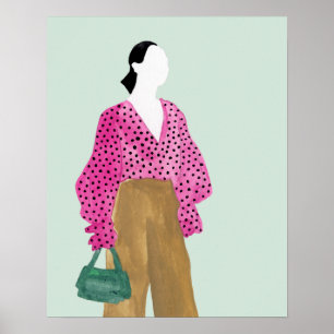 Póster Figura de la moda de pie - Punto Polka superior