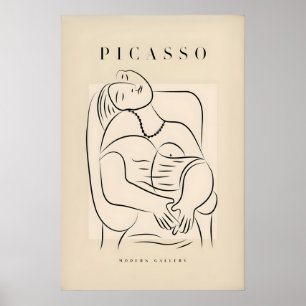 Póster Figura de Mujer Reclinada Picasso Collar Línea Art