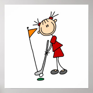 Póster Figura de palo femenino Golfer