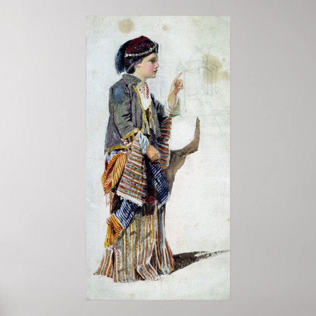 Póster Figura de un chica disfrazado de turco del siglo X (Frente)