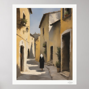 Póster Figura en el callejón del casco antiguo, calle de
