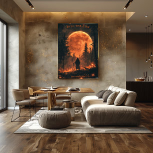 Póster Figura Encubierta Halloween - Luna Llena y Bosque