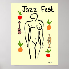 Póster Figura Estilo de Matisse del Festival de Jazz, aña