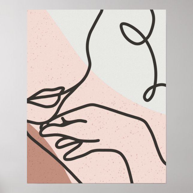 Póster Figura femenina Dibujo de una línea Resumen de art (Frente)