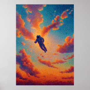 Póster Figura Flotante Pointillismo Sueño Cielo