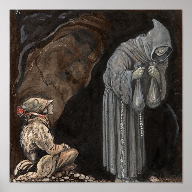 Póster Figura misteriosa en el vestido encapuchado con ni (Frente)