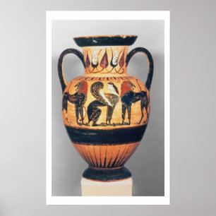 Póster Figura negra amphora de Chalcidian que representa