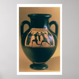 Póster Figura negra amphora del ático que representa