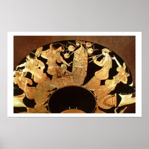 Póster Figura roja atlántica kylix que representa a Dioni