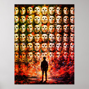 Póster Figura sin Rostro Multitud Enmascarada Impasto Sur