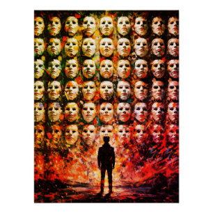 Póster Figura sin Rostro Multitud Enmascarada Impasto Sur