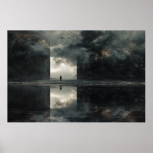 Póster Figura Solitaria Espejo de Nube de Tormenta Abismo