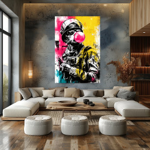 Póster Figura Táctica Urbana con Chicle Contemporáneo