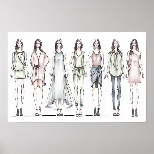 Póster Figuras de moda minimalistas (Frente)