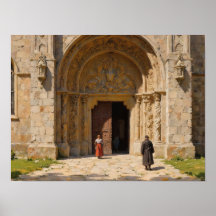 Figuras de portal gótico Pintura al óleo impresion