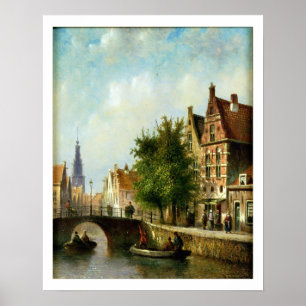 Póster Figuras en un canal, Amsterdam (aceite en el