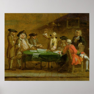 Póster Figuras en una taberna o un café, 1720s (aceite