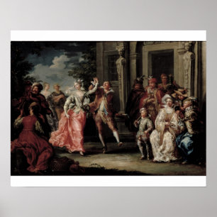 Póster Figuras que bailan fuera de un palacio (pares con
