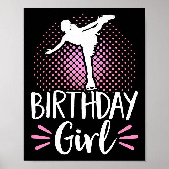 Póster Figure Skater Birthday Girl Ice Skating (Frente)
