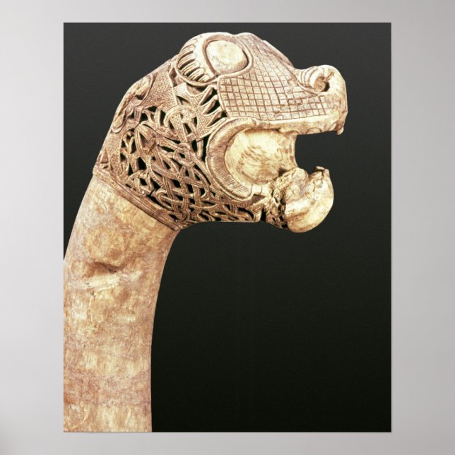 Póster Figurehead of a Viking Longship, found at Oseberg, (Frente)