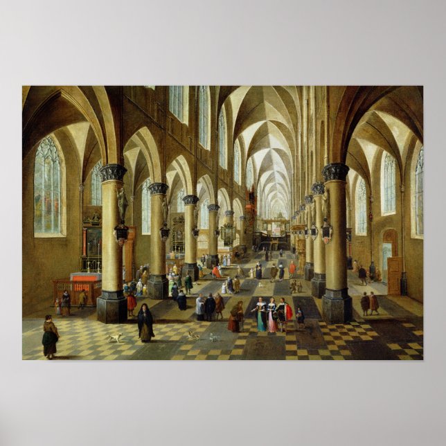 Póster Figures gathered in a Church Interior (Frente)