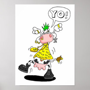 Póster fijar a vaca cerdo
