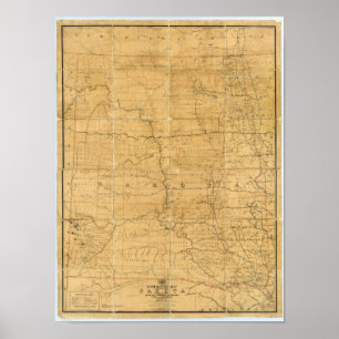 Póster Fije el mapa de ruta del territorio de Dakota