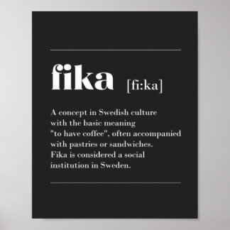 Póster Fika define la pausa de café de Suecia T-Shi