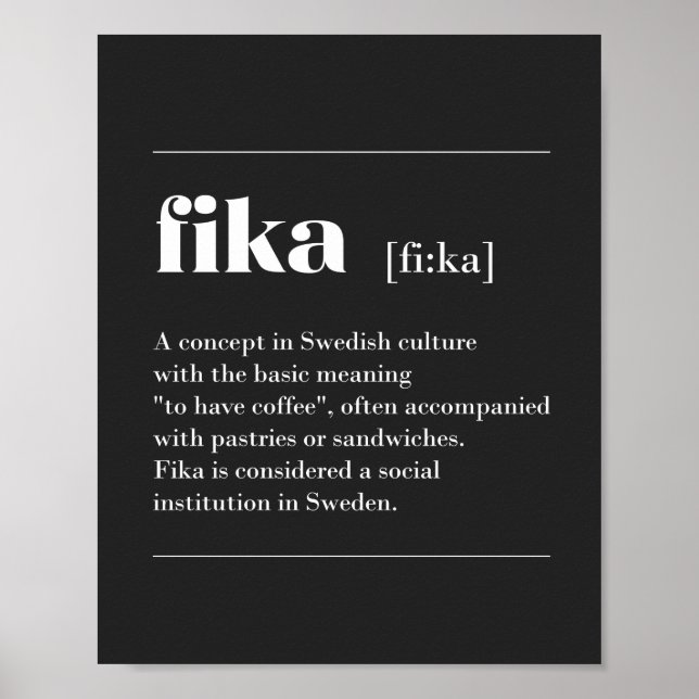 Póster Fika define la pausa de café de Suecia T-Shi (Frente)