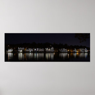 Póster Fila de barco por la noche... Filadelfia, PA